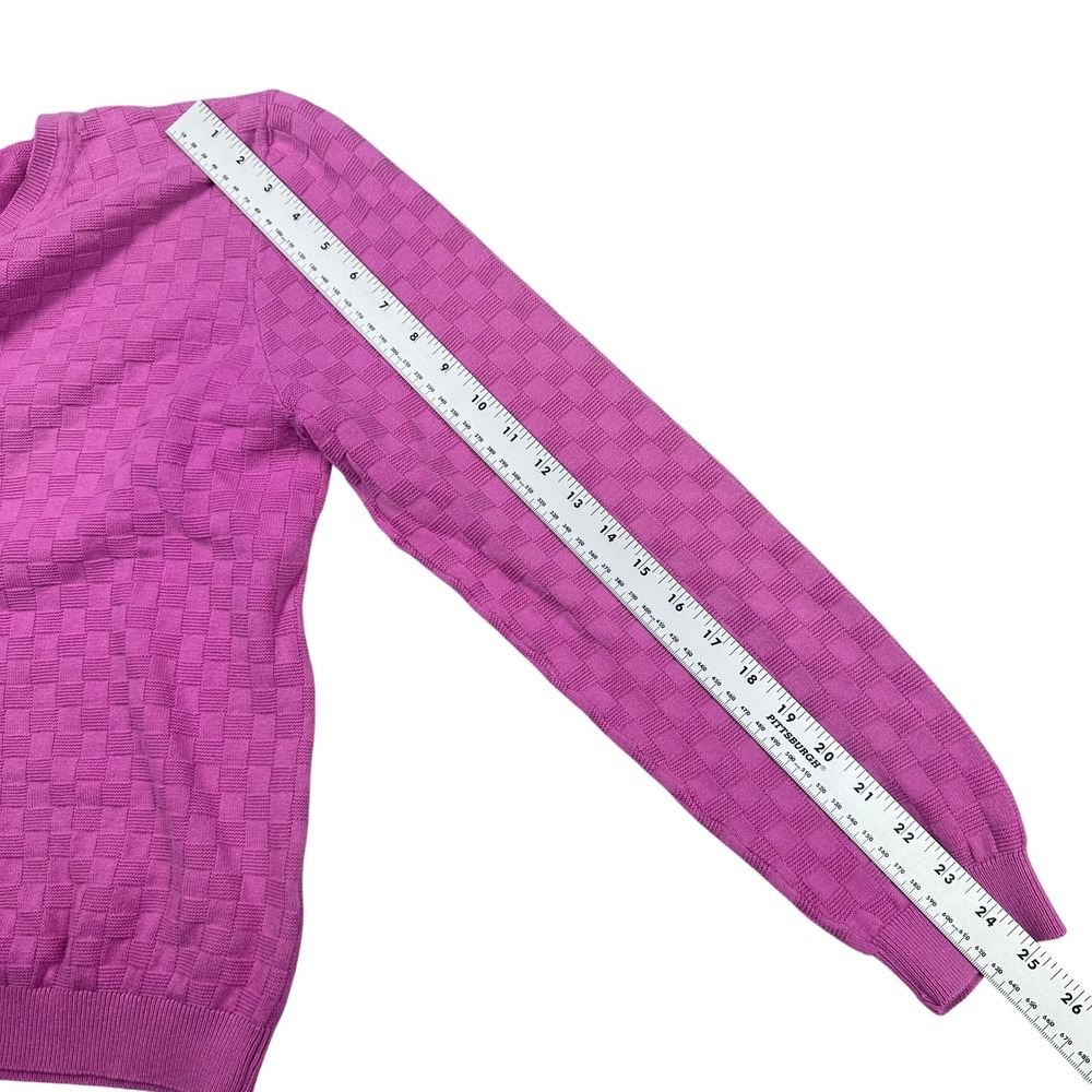 Bette & Court‎ Womens L Checkered V Neck Long Sleeve Pullover Sweater Pink - Picture 5 of 10